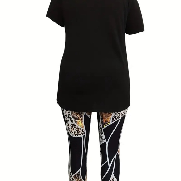 Plus Size Letter Print Two-piece set - Picture 2 of 4